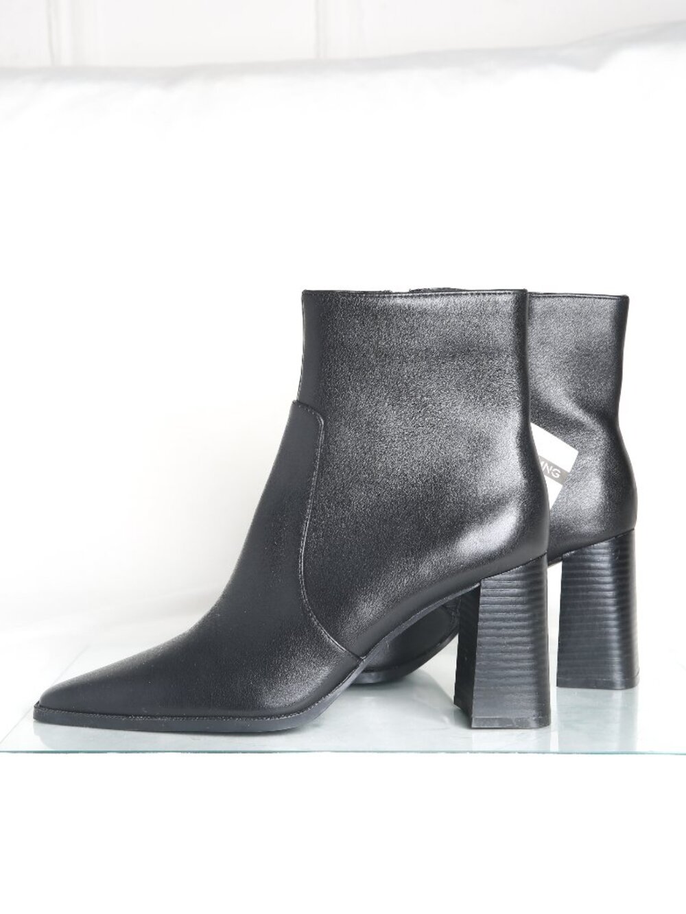 MANGO Leather Block Heel Square Toe Ankle Boots - Picture 6 of 15